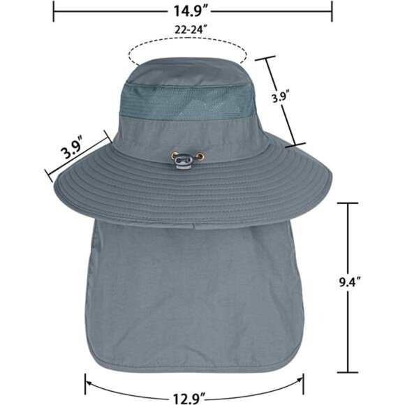 Sun Hat – UPF 50+, Wide Brim, Breathable, with Neck Flap - Picture 7 of 8